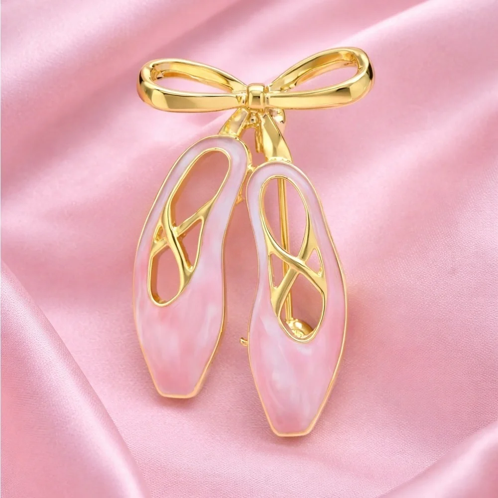 Ballet Dance Pink Slippers Shoes Brooch